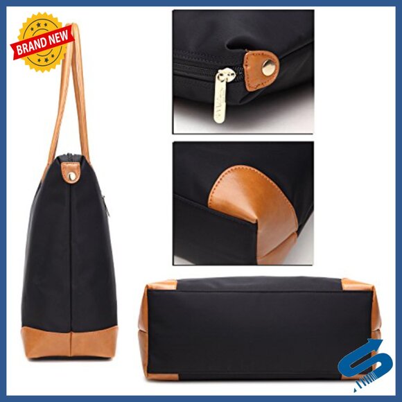 Amazon.com: 15 Inch Laptop Tote Bag for Women, Lightweight  Large Water-Resistant Nylon Tote Bag with 6 Pockets for Travel & Commute